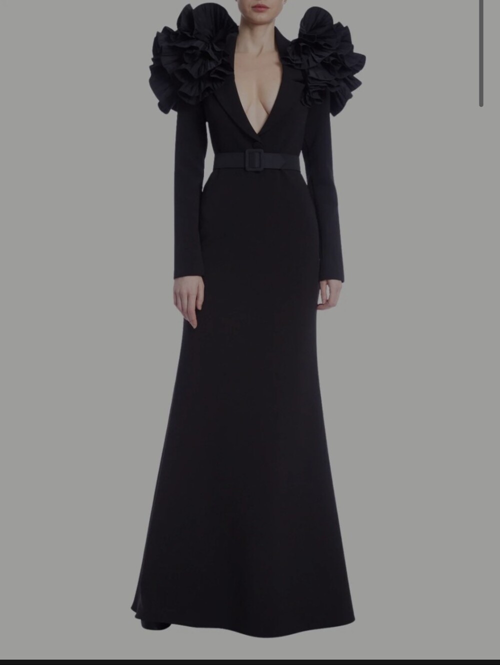 Badgley Mischka Black Maxi Evening Formal Gown Dress  Dramatic Runway Designer